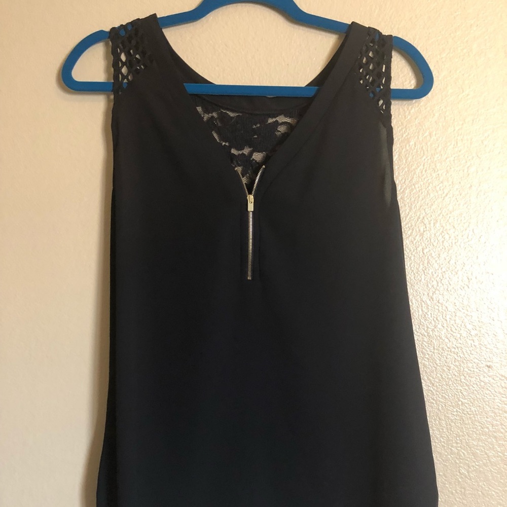 Gorgeous black zip tank with lace detail